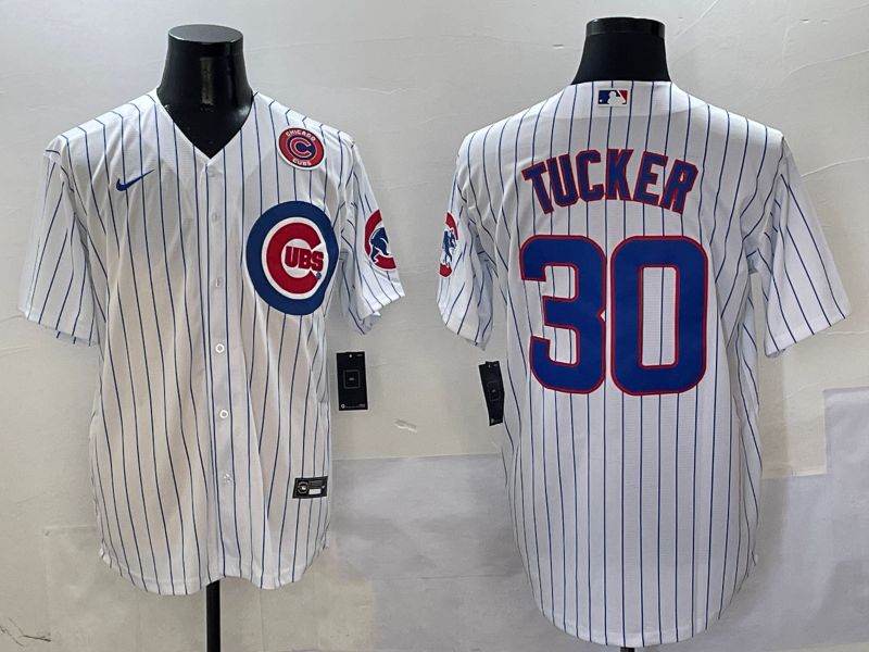 Men Chicago Cubs #30 Tucker White Stripe Game Nike 2025 MLB Jersey style 6->chicago cubs->MLB Jersey